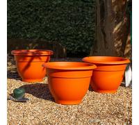 Wham Bell Pot 4 x 48cm Round Plastic Garden Planters | 100% Recycled Plastic | Lightweight & Weather-Resistant | Drainage Points for Easy Drilling | Indoor & Outdoor Use | Made in UK - Terracotta