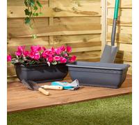 Wham 2x 47cm Rectangular Slate Bell Pot Plastic Planter Trough, Large Garden Floor Pot, Indoor/Outdoor, Made in UK (Slate, 47cm Rectangular, Pack 2)