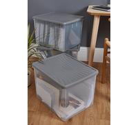 Wham Box 3x50L Stackable Plastic Storage Archive Box & Lid in Clear Wham Clear