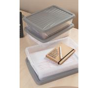 Wham Box 3x8L Stackable Plastic Storage Box & Lid Wham Clear One Size