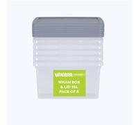 Wham Box 6 x 16L Stackable Plastic Storage Boxes with Lids | Ideal for Home, Office, Toys & More | Secure, Ribbed Clip-On Lid for Added Strength | Made in UK - Clear/Steel