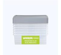 Wham Box 6 x 23.5L Stackable Plastic Storage Boxes with Lids | Ideal for Home, Office, Toys & More | Secure, Ribbed Clip-On Lid for Added Strength | Made in UK - Clear/Steel