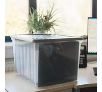 Wham Box & Lid - Stackable Plastic Storage Archive Clear/Steel 50 Litre (Pack 3)