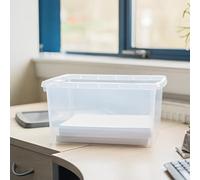 Wham Box & Lid - Stackable Plastic Storage Clear/Steel 16 Litre (Pack 3)