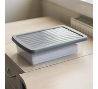 Wham Box & Lid - Stackable Plastic Storage Clear/Steel 8 Litre (Pack 3)