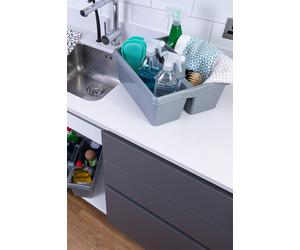 Wham Casa 2 x Kitchen Plastic Large 2 Section Tidy/Caddy Organiser in Silver Wham Silver