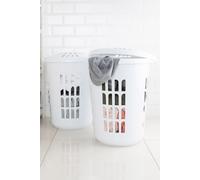 Wham Casa 2 x Plastic Deluxe Round Laundry Hamper in White Wham White