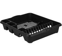 Wham Casa Large Dish Drainer - Midnight Black Colour Plastic Draining Rack with Large Capacity & Cutlery Holder Pack of 1.