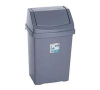 Plastic Swing Bin 25L Home Kitchen Waste Dust Bin Rubbish Box Garden Lid Wham Grey One Size