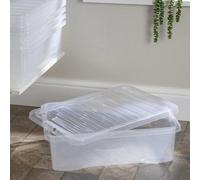 Wham 3 x Clear Plastic Storage Box Boxes With Lids Home Office Stackable Nestable, 32L Underbed, Set of 5