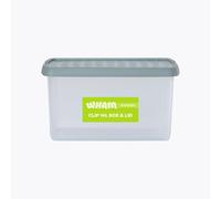 Wham Clip 14L Rectangular Stackable Plastic Storage Box with Lid | Ideal for Home, Office, Toys & More | Storage Container with Clip Lock | Made in UK - Clear/Green Milieu