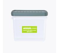 Wham Clip 2 x 21.5L Rectangular Stackable Plastic Storage Boxes with Lids | Ideal for Home, Office, Toys & More | Storage Containers with Clip Locks | Made in UK - Clear/Green Milieu
