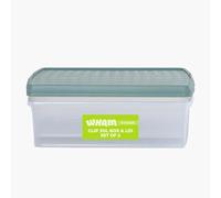 Wham Clip 2 x 30L Rectangular Stackable Plastic Storage Boxes with Lids | Ideal for Home, Office, Toys & More | Storage Containers with Clip Locks | Made in UK - Clear/Green Milieu
