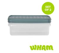 Wham Clip 2 X 7L Rectangular Plastic Storage Boxes With Clip Lock Lids. Ideal For Home, Office, Toys & More - Clear/green Milieu