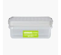 Wham Clip 2 x 8.5L Rectangular Stackable Plastic Storage Boxes with Lids | Ideal for Home, Office, Toys & More | Storage Containers with Clip Locks | Made in UK - Clear/Stone