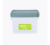 Wham Clip 2 x 9L Square Stackable Plastic Storage Boxes with Lids | Ideal for Home, Office, Toys & More | Storage Containers with Clip Locks | Made in UK - Clear/Green Milieu