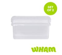 Wham Clip 2X 10.5L Rectangular Plastic Storage Boxes With Clip Lock Lids. Ideal For Home, Office, Toys & More - Clear/clear