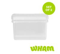 Wham Clip 2X 14L Rectangular Plastic Storage Boxes With Clip Lock Lids. Ideal For Home, Office, Toys & More - Clear/clear