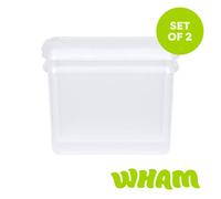 Wham Clip 2X 21.5L Rectangular Plastic Storage Boxes With Clip Lock Lids. Ideal For Home, Office, Toys & More - Clear/clear