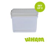 Wham Clip 2 x 25.5L Square Stackable Plastic Storage Boxes with Lids | Ideal for Home, Office, Toys & More | Storage Containers with Clip Locks | Made in UK - Clear/Stone