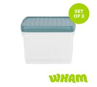 Wham Clip 2X 25.5L Square Plastic Storage Boxes With Clip Lock Lids. Ideal For Home, Office, Toys & More - Clear/green Milieu