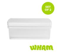 Wham Clip 2X 30L Rectangular Plastic Storage Boxes With Clip Lock Lids. Ideal For Home, Office, Toys & More - Clear/clear