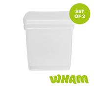 Wham Clip 2X 37L Square Plastic Storage Boxes With Clip Lock Lids. Ideal For Home, Office, Toys & More - Clear/clear