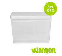 Wham Clip 2X 62L Rectangular Plastic Storage Boxes With Clip Lock Lids. Ideal For Home, Office, Toys & More - Clear/clear