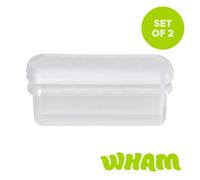 Wham Clip 2X 8.5L Rectangular Plastic Storage Boxes With Clip Lock Lids. Ideal For Home, Office, Toys & More - Clear/clear