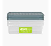 Wham Clip 3 x 7L Rectangular Stackable Plastic Storage Boxes with Lids | Ideal for Home, Office, Toys & More | Storage Containers with Clip Locks | Made in UK - Clear/Green Milieu