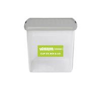 Wham Clip 37L Square Stackable Plastic Storage Box with Lid | Ideal for Home, Office, Toys & More | Storage Container with Clip Lock | Made in UK - Clear/Stone