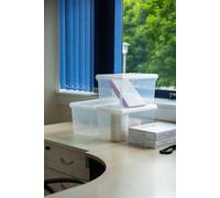 Wham Clip 3x 14L Rectangular Plastic Storage Boxes with Clip Lock Lids in Clear Wham Clear