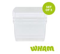 Wham Clip 3x 25.5L Square Plastic Storage Boxes with Clip Lock Lids in Clear Wham Clear