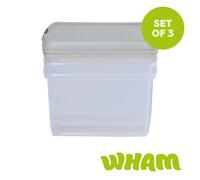 Wham Clip 3x 25.5L Square Plastic Storage Boxes with Clip Lock Lids in Stone Wham Stone