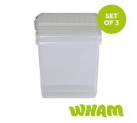 Wham Clip 37L Clear Stone and Slate Grey Square Storage Box with Lid 3 Pack