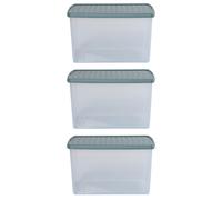 Wham Clip 3x 62L Rectangular Plastic Storage Boxes with Clip Lock Lids in Green Wham Green