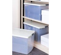 Wham Clip 3x 62L Rectangular Plastic Storage Boxes with Clip Lock Lids in Stone Wham Stone