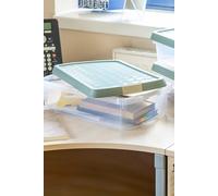 Wham Clip 3x 7L Rectangular Plastic Storage Boxes with Clip Lock Lid in Green Wham Green