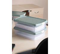Wham Clip 3x 8.5L Rectangular Plastic Storage Boxes with Clip Lock Lids in Green Wham Green