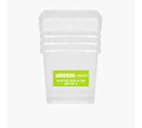 Wham Clip 4 x 14L Square Stackable Plastic Storage Boxes with Lids | Ideal for Home, Office, Toys & More | Storage Containers with Clip Locks | Made in UK - Clear/Clear