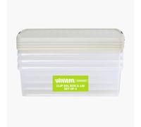 Wham 4x 13.01 30L Rectangular Clip Box & Lid Clear/Stone/Slate Grey, none