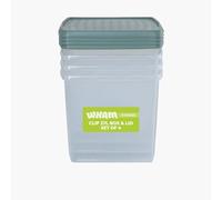 Wham 4x 10.03 37L Square Clip Box & Lid Clear/Green Milieu/Stone, none