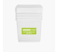 Wham Clip 4 x 37L Square Stackable Plastic Storage Boxes with Lids | Ideal for Home, Office, Toys & More | Storage Containers with Clip Locks | Made in UK - Clear/Clear