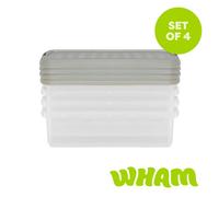 Wham Clip Pack of 4 7L Storage Boxes With Lids Stone