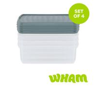Wham 4x 10.01 13.2L Square Clip Box & Lid Clear/Green Milieu/Stone, none