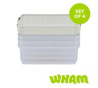 Wham 4x 10.01 13.2L Square Clip Box & Lid Clear/Stone/Slate Grey, none