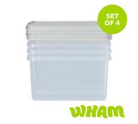 Wham 4x 6.03 14L Rectangular Clip Box & Lid Clear/Stone/Slate Grey, none