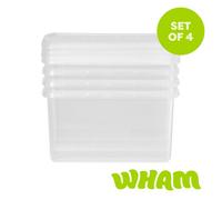 Wham Clip 14L Clear Rectangular Storage Box with Lid 4 Pack