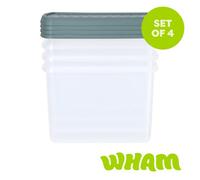 Wham 4x 8.02 21.5L Rectangular Clip Box & Lid Clear/Green Milieu/Stone, none