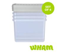 Wham 4x 8.02 21.5L Rectangular Clip Box & Lid Clear/Stone/Slate Grey, none